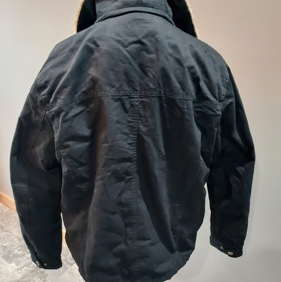 Mens medium Alliance Fashion Jacket. Black with brown faux lining - Picture 2 of 6